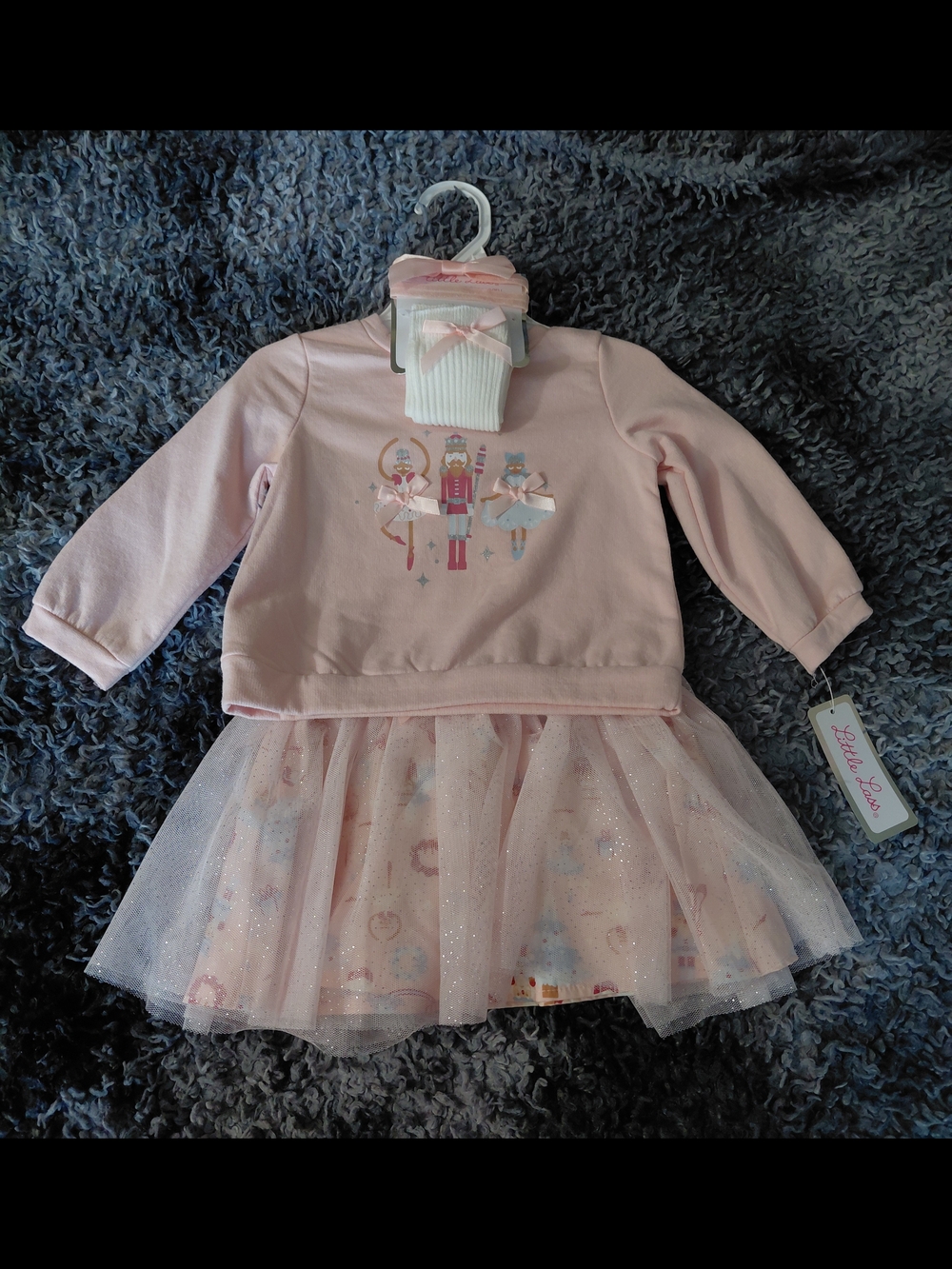 NWT Little Lass 12M Pink Nutcracker Sweater Dress & Accessories Set - Picture 1 of 4